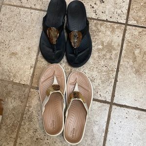 2 pair crocs sandals